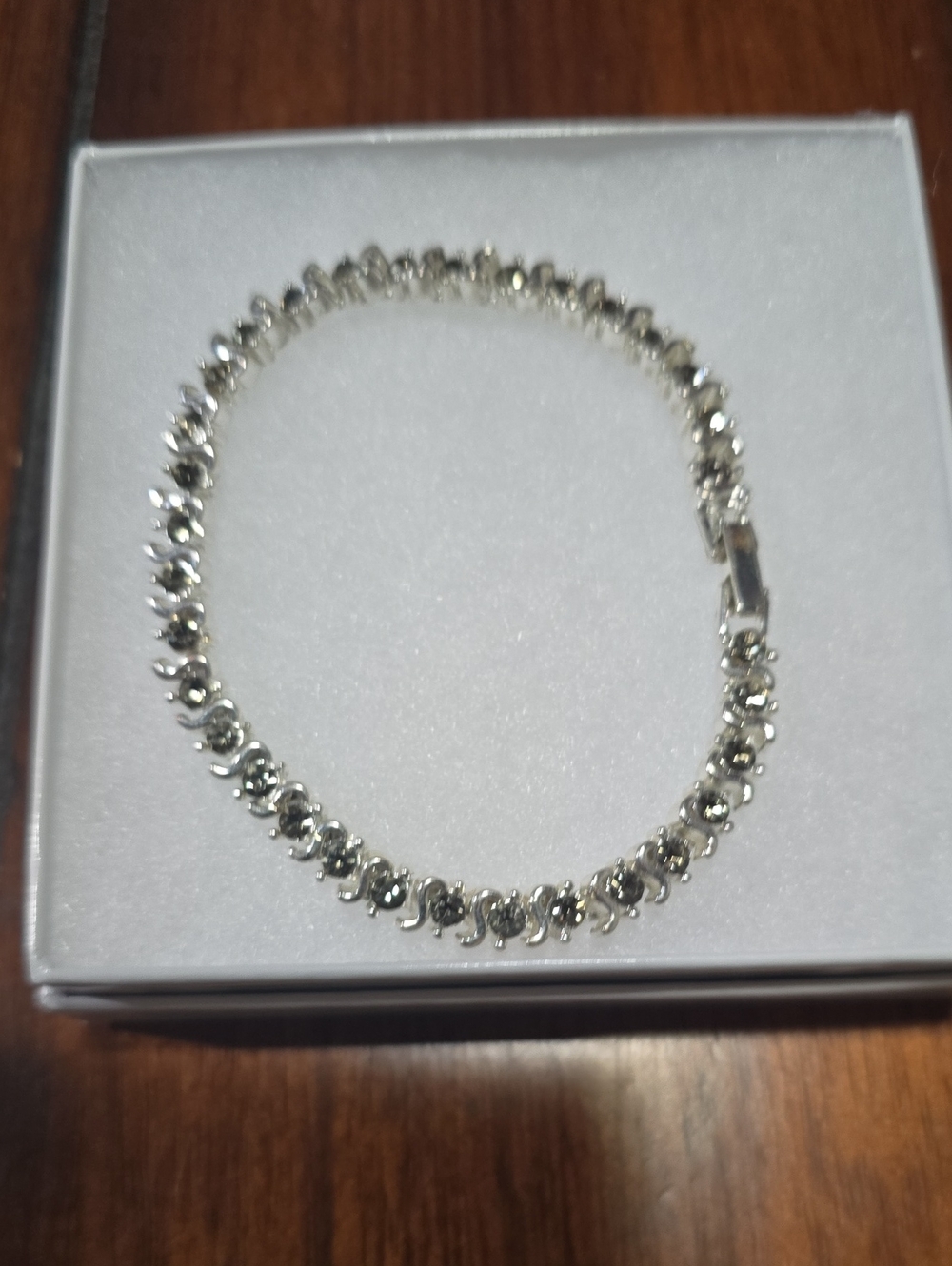 Elegant Silver And Crystal Tennis Bracelet - Women Jewelry